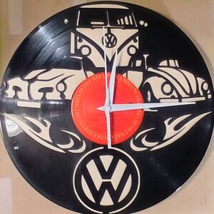 Volkswagen classic vinyl Record Black and Red Wall Clock